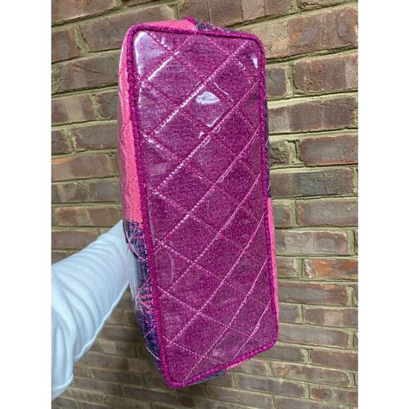 Chanel Authentic Pink Tweed Quilted Patchwork Vinyl Tote Bag - Picture 6 of 10